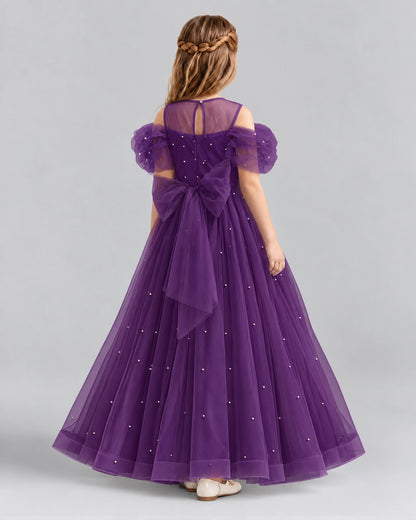 Grape Ball Gown Girls Formal Dresses Back