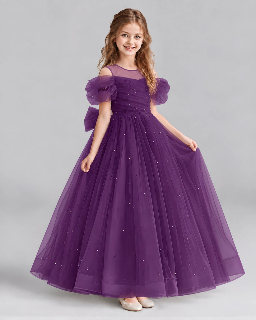 Grape Ball Gown Girls Formal Dresses Front