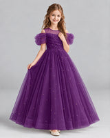 Grape Ball Gown Girls Formal Dresses Pose