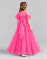 Hot Pink Ball Gown Girls Formal Dresses Back