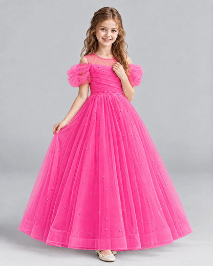 Hot Pink Ball Gown Girls Formal Dresses Pose