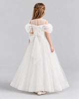 Ivory Ball Gown Girls Formal Dresses Back
