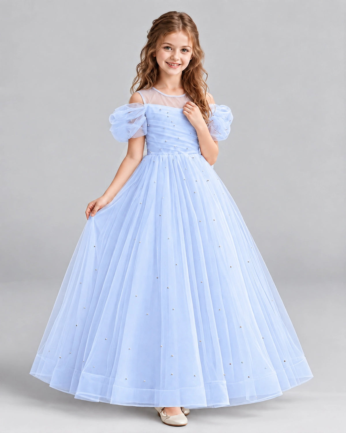 Lavender Ball Gown Girls Formal Dresses Pose