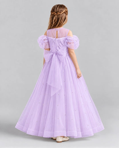 Lilac Ball Gown Girls Formal Dresses Back