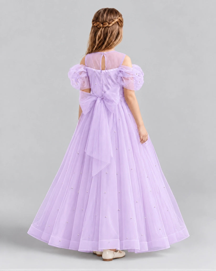 Lilac Ball Gown Girls Formal Dresses Back