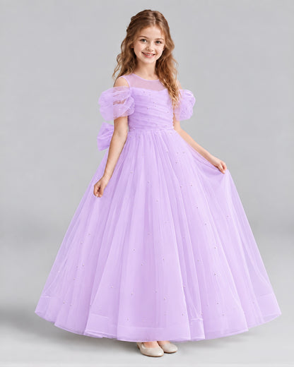 Lilac Ball Gown Girls Formal Dresses Front