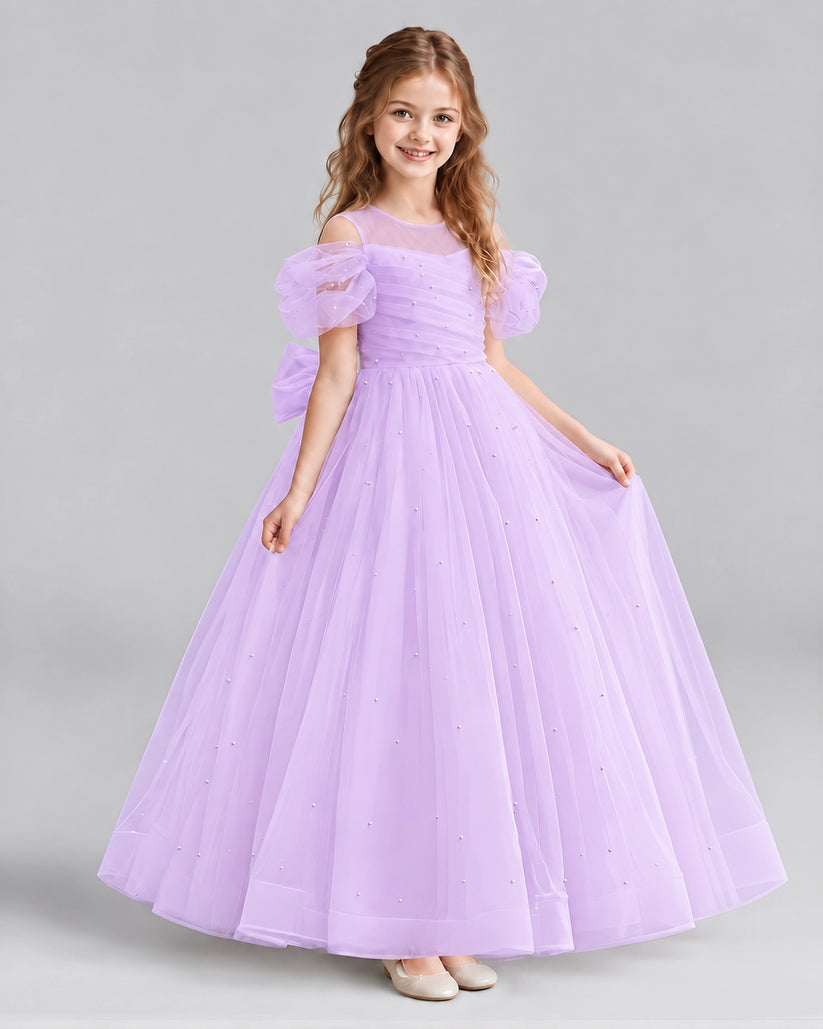 Lilac Ball Gown Girls Formal Dresses Front