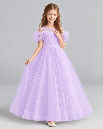 Lilac Ball Gown Girls Formal Dresses Pose