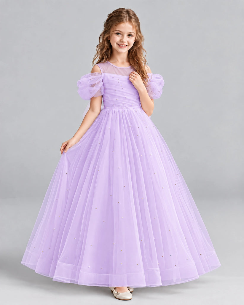 Lilac Ball Gown Girls Formal Dresses Pose