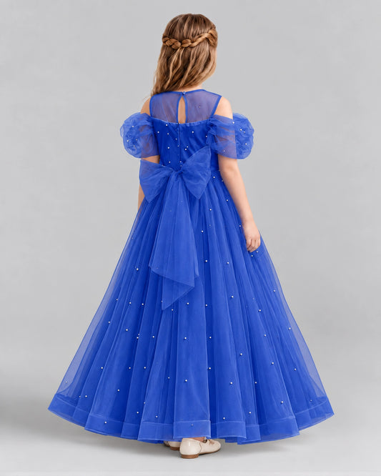 Royal Blue Ball Gown Girls Formal Dresses Back
