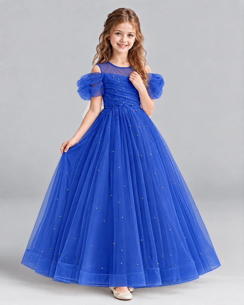 Royal Blue Ball Gown Girls Formal Dresses Pose