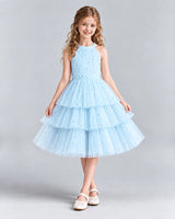 Baby Blue Ball Gown Girls Formal Dresses Front