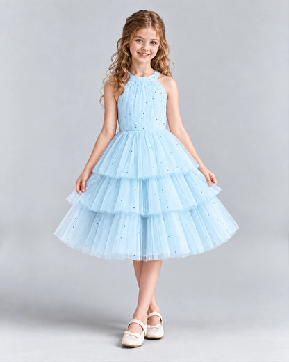 Baby Blue Ball Gown Girls Formal Dresses Front