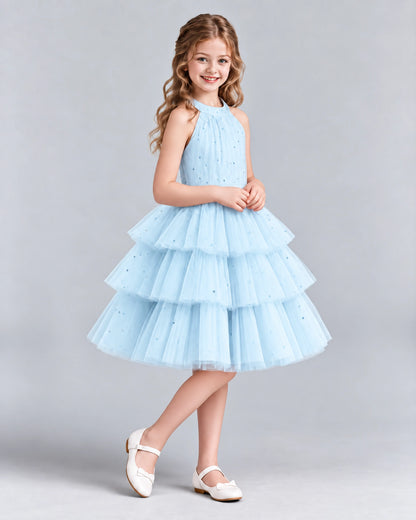 Baby Blue Ball Gown Girls Formal Dresses Side