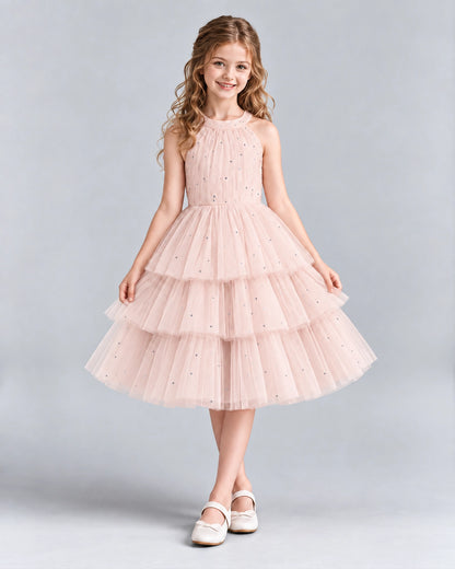 Blush Pink Ball Gown Girls Formal Dresses Front