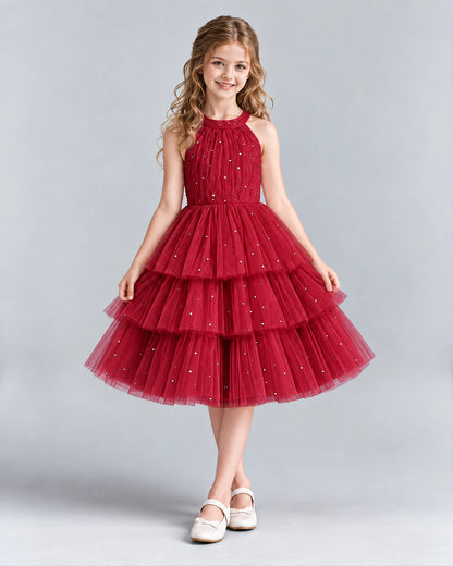 Burgundy Ball Gown Girls Formal Dresses Front