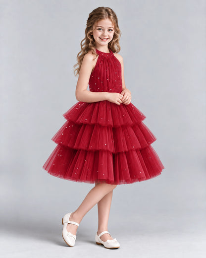 Burgundy Ball Gown Girls Formal Dresses Side