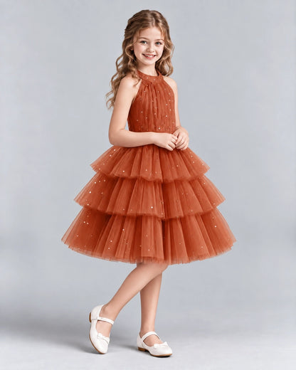 Burnt Orange Ball Gown Girls Formal Dresses Side
