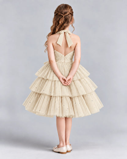 Champagne Ball Gown Girls Formal Dresses Back
