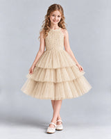Champagne Ball Gown Girls Formal Dresses Front