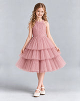 Dusty Rose Ball Gown Girls Formal Dresses Front