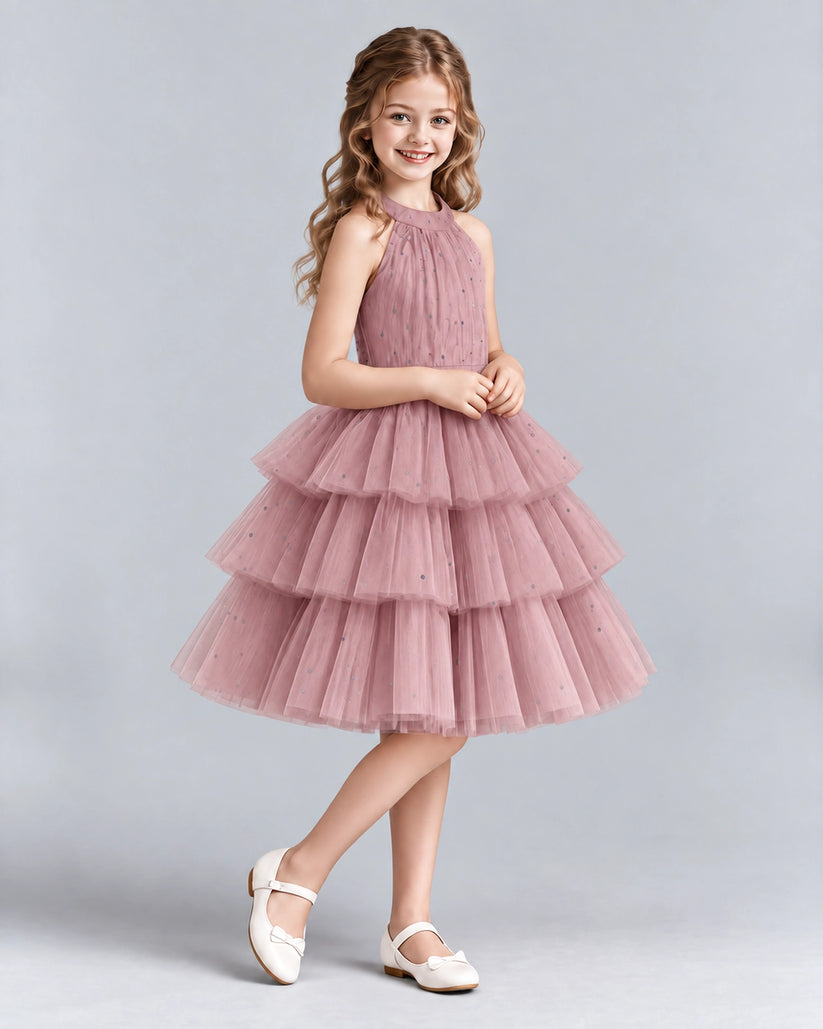 Dusty Rose Ball Gown Girls Formal Dresses Side