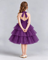Grape Ball Gown Girls Formal Dresses Back