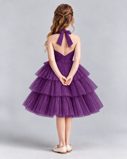 Grape Ball Gown Girls Formal Dresses Back