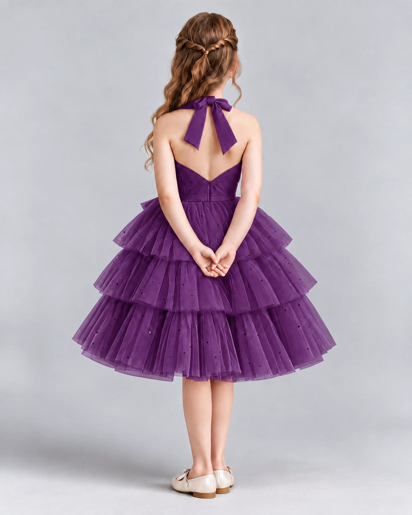 Grape Ball Gown Girls Formal Dresses Back