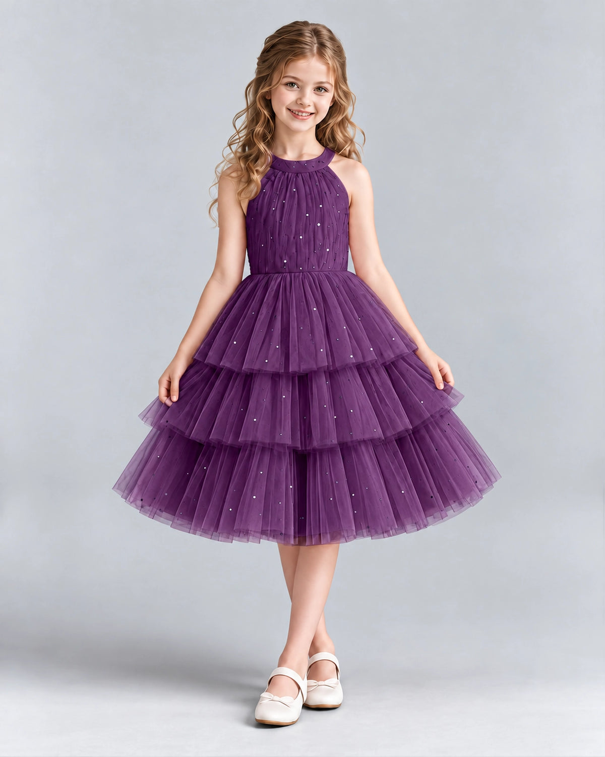 Grape Ball Gown Girls Formal Dresses Front