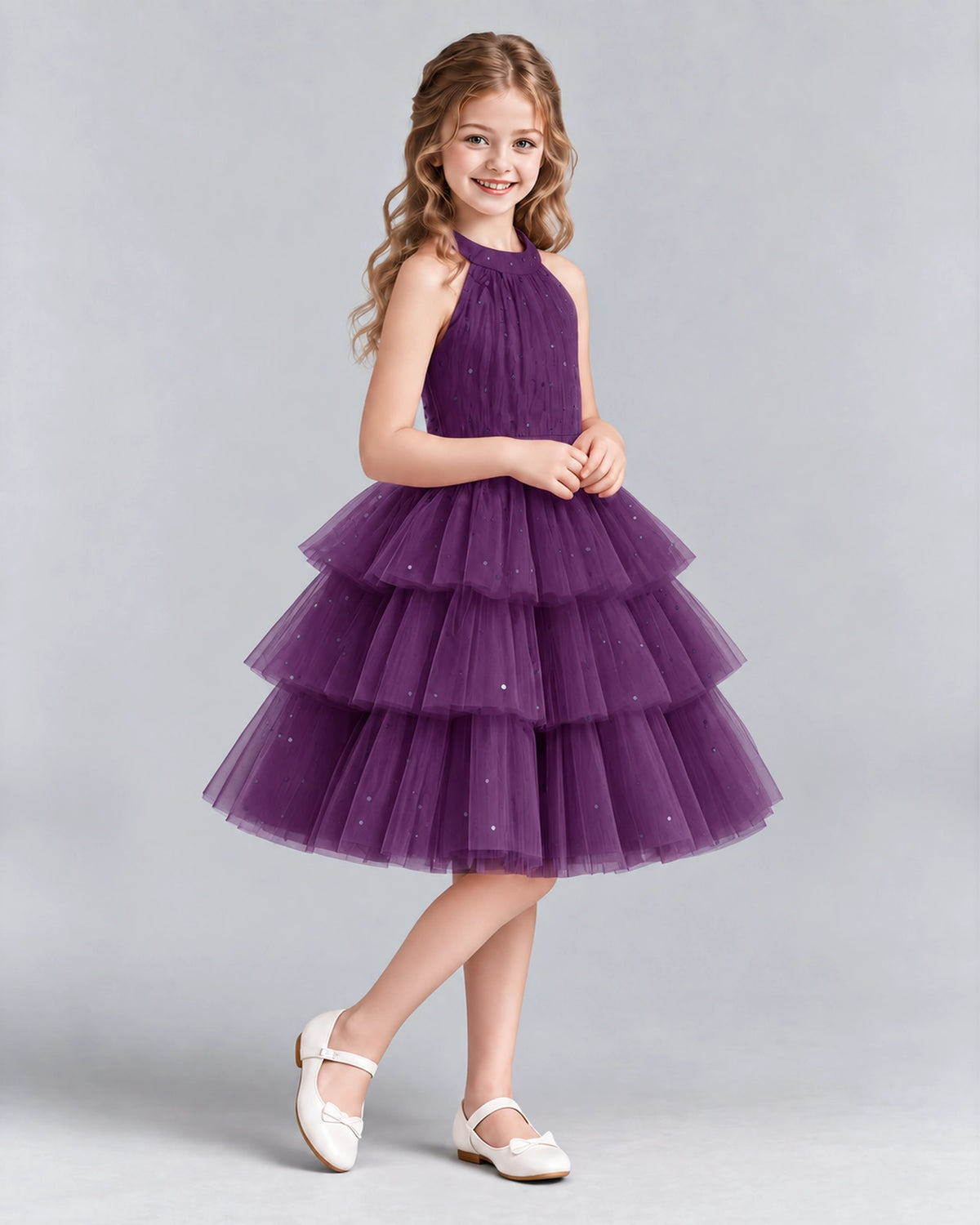 Grape Ball Gown Girls Formal Dresses Side