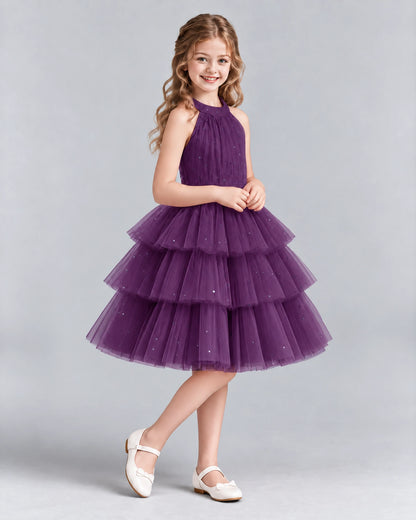 Grape Ball Gown Girls Formal Dresses Side