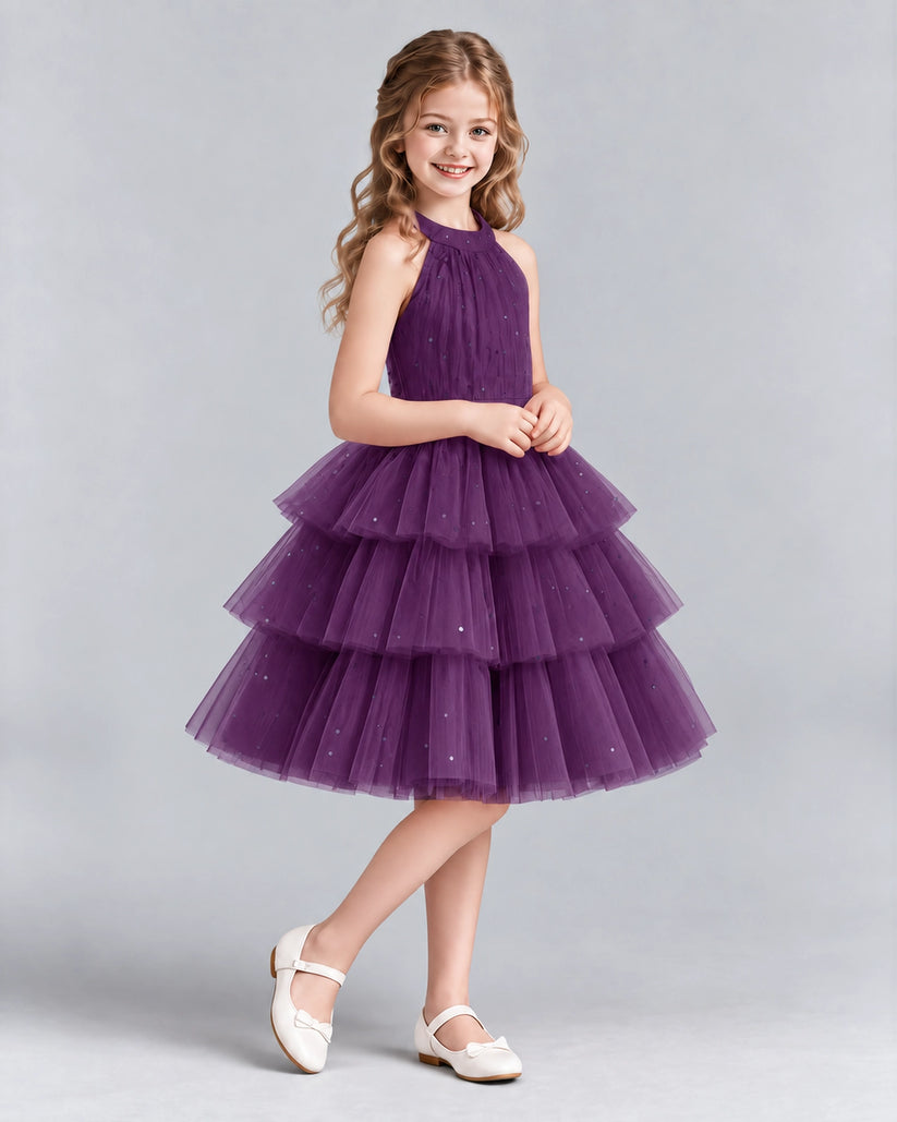 Grape Ball Gown Girls Formal Dresses Side