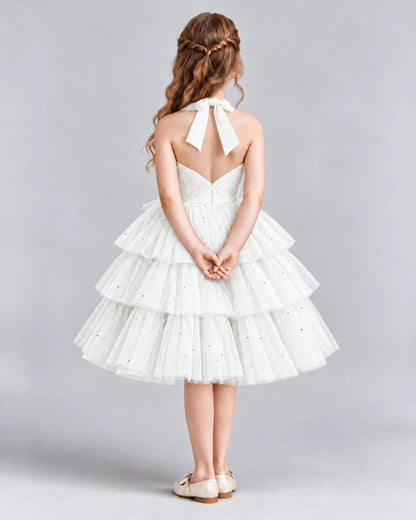 Ivory Ball Gown Girls Formal Dresses Back