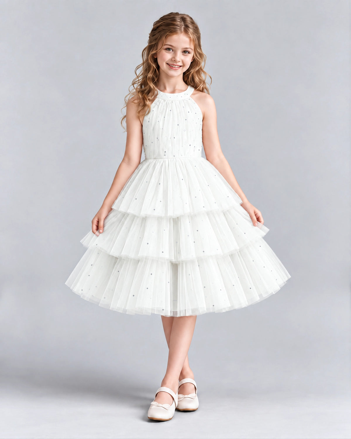 Ivory Ball Gown Girls Formal Dresses Front