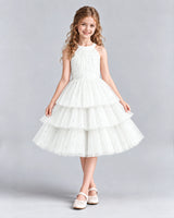 Ivory Ball Gown Girls Formal Dresses Front