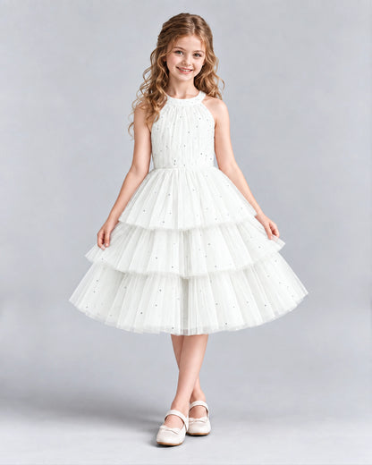 Ivory Ball Gown Girls Formal Dresses Front