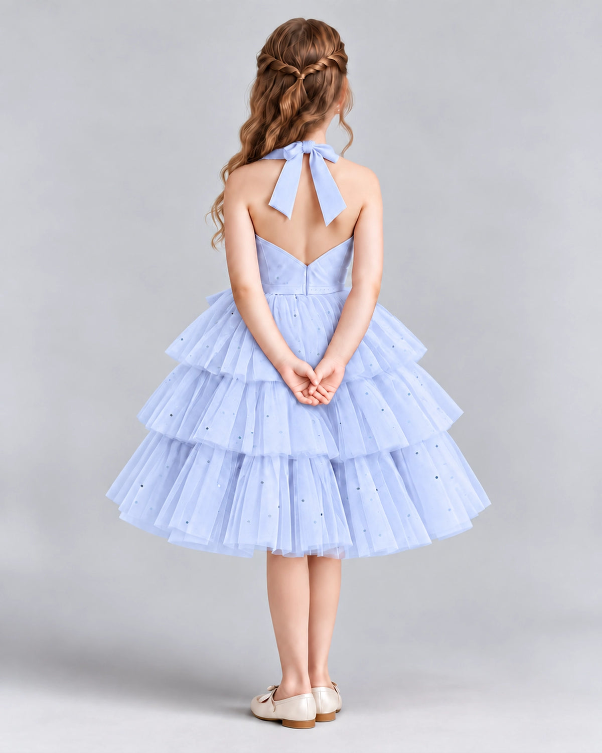 Lavender Ball Gown Girls Formal Dresses Back