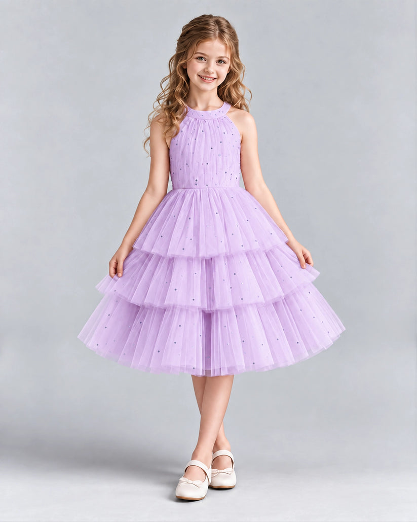 Lilac Ball Gown Girls Formal Dresses Front
