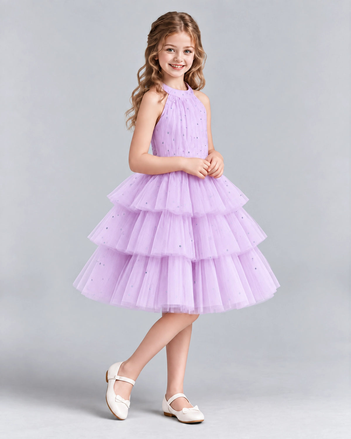 Lilac Ball Gown Girls Formal Dresses Side