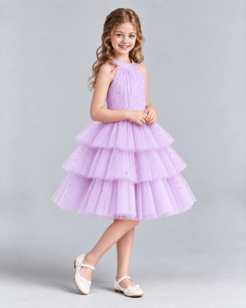 Lilac Ball Gown Girls Formal Dresses Side