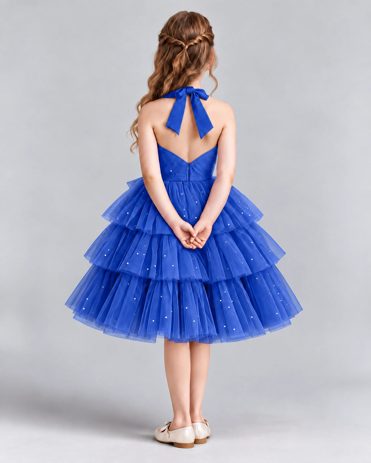 Royal Blue Ball Gown Girls Formal Dresses Back