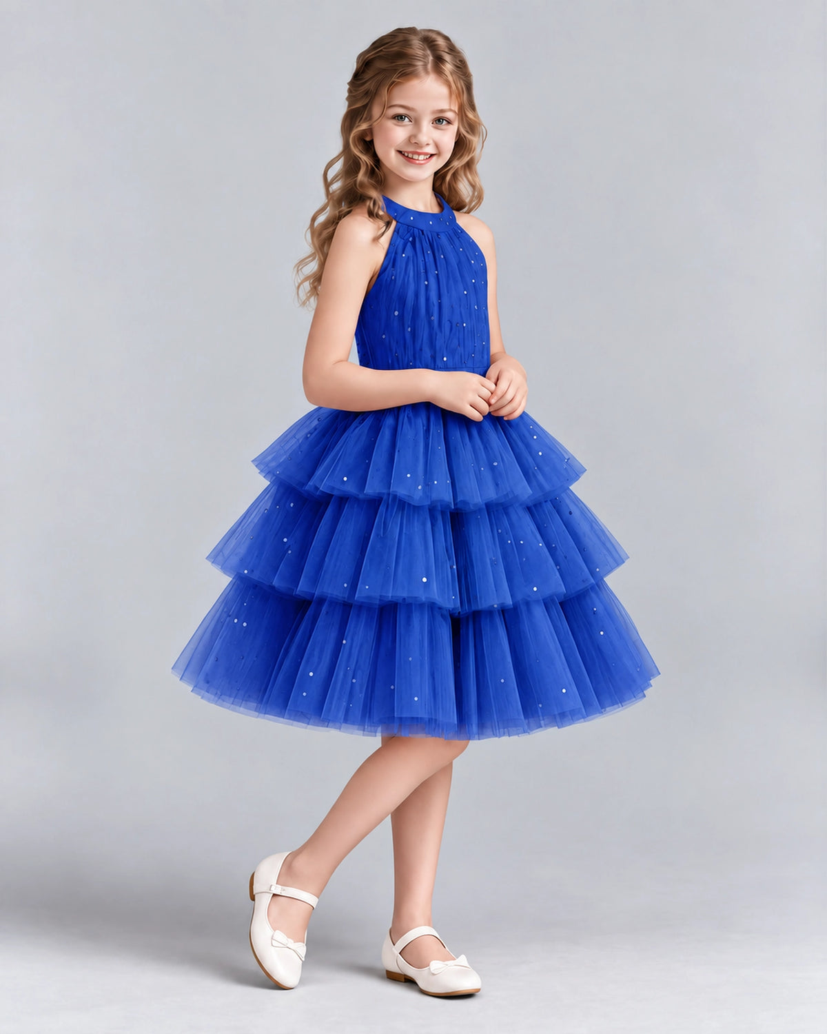 Royal Blue Ball Gown Girls Formal Dresses Side