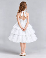 White Ball Gown Girls Formal Dresses Back