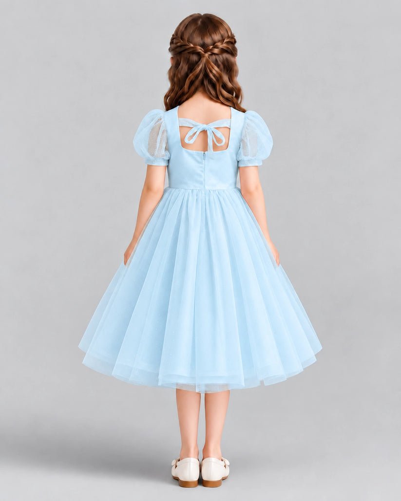 Baby Blue A-line Girls Formal Dresses Back