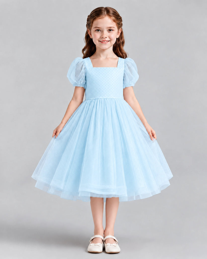 Baby Blue A-line Girls Formal Dresses Front