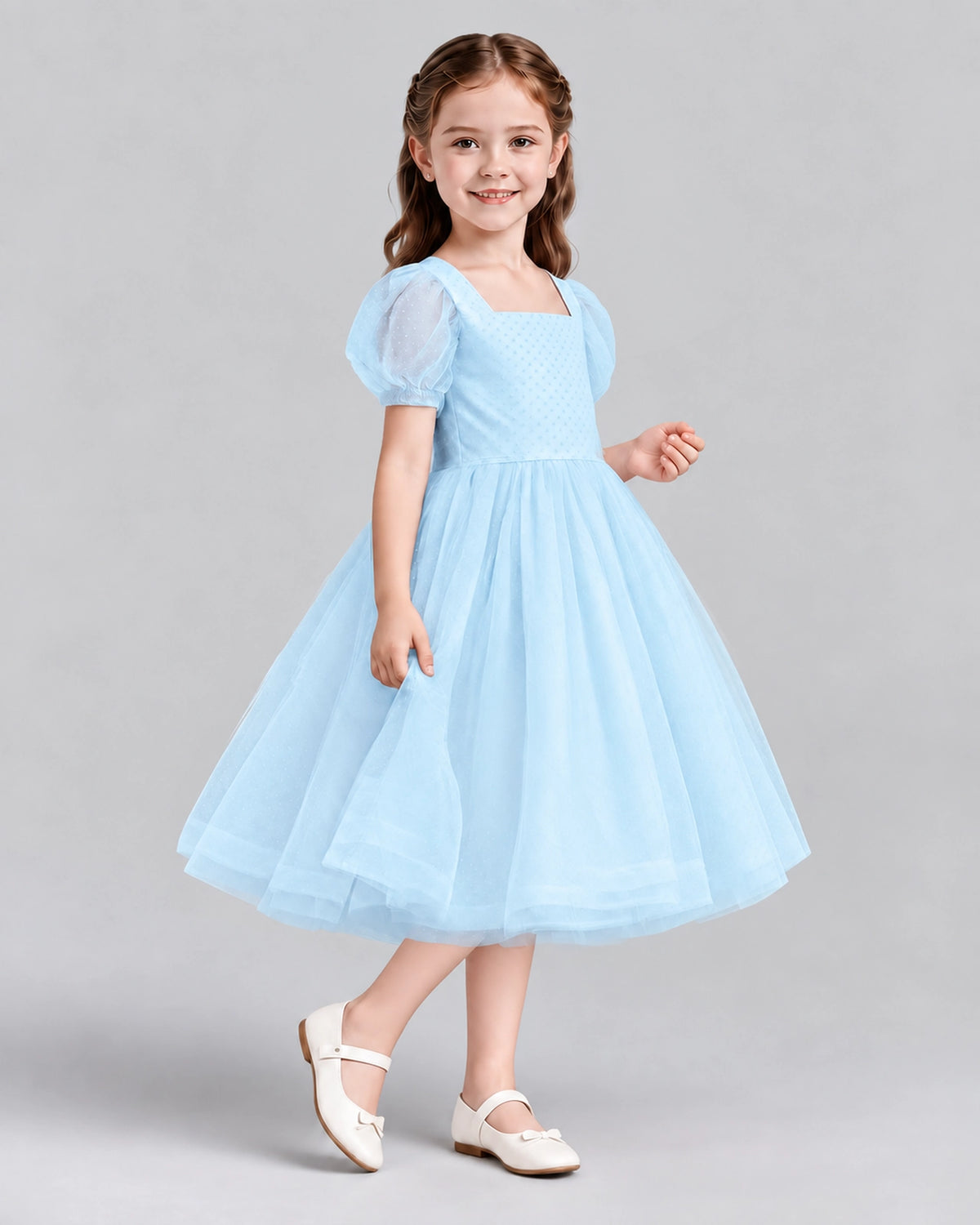 Baby Blue A-line Girls Formal Dresses Side