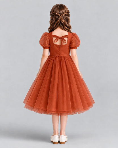Burnt Orange A-line Girls Formal Dresses Back