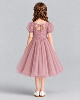 Dusty Rose A-line Girls Formal Dresses Back