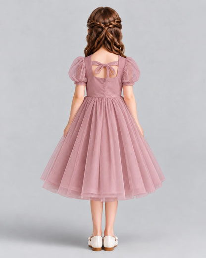 Dusty Rose A-line Girls Formal Dresses Back